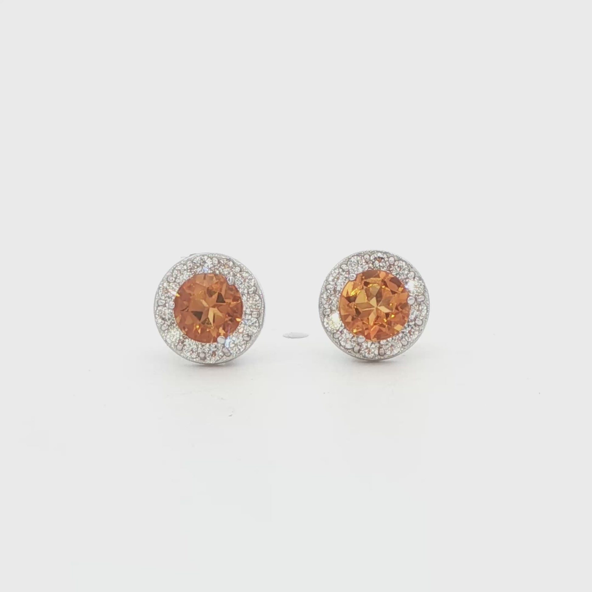 Citrine Halo Stud Earrings