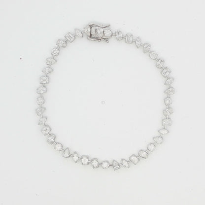 LGD 14K WG 7.84 CTW Multi Shape Diamond Tennis Bracelet