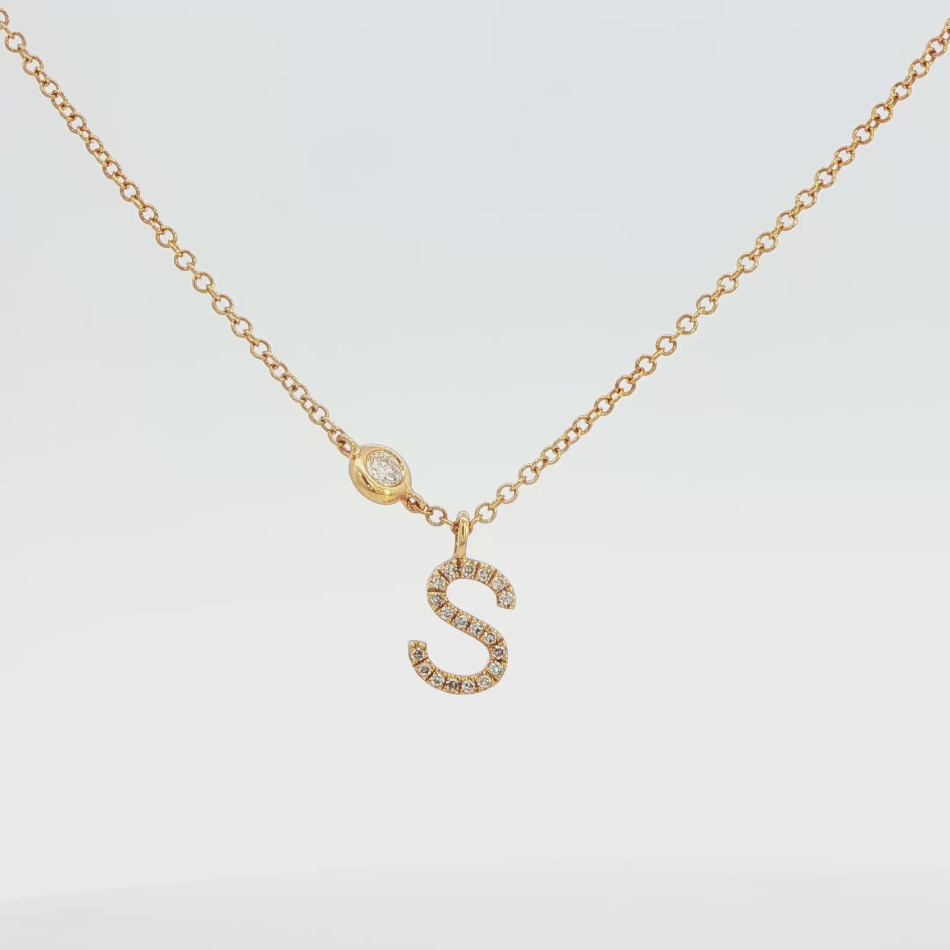 14K YG STATION DIA S INITIAL APPX .10 CTTW