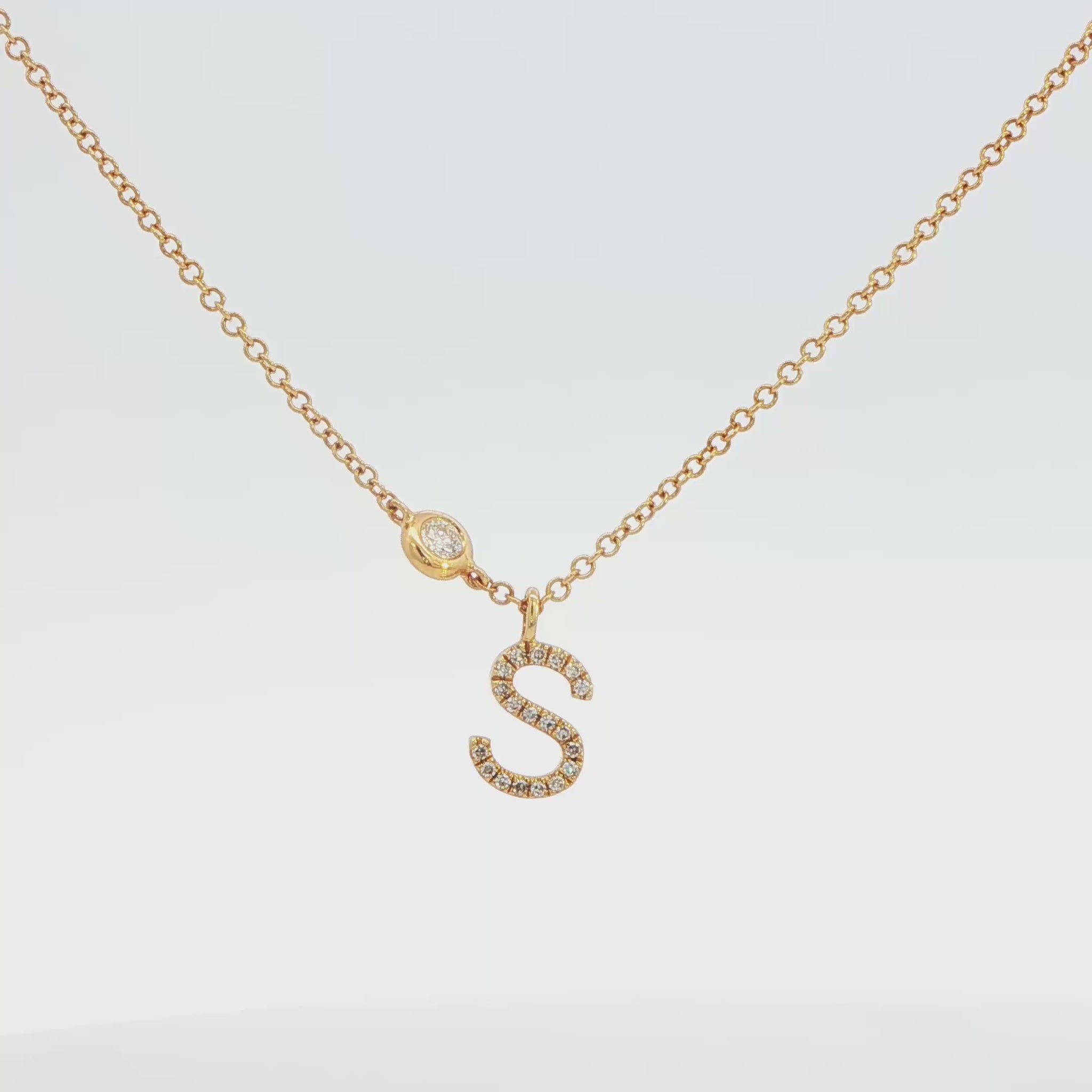 14K YG STATION DIA S INITIAL APPX .10 CTTW