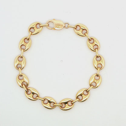 14K YG PUFFED GUCCI LINK BRACE, 12.9G 8.5\"