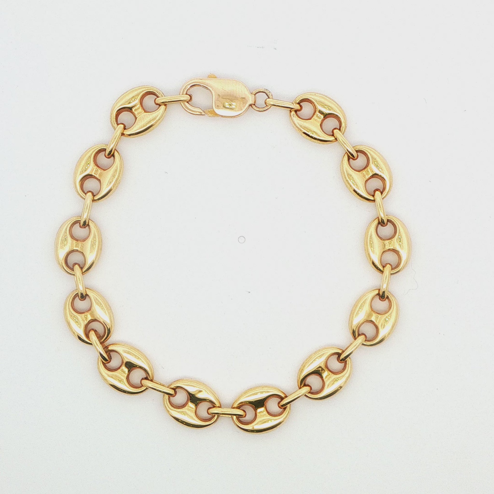 14K YG PUFFED GUCCI LINK BRACE, 12.9G 8.5\"
