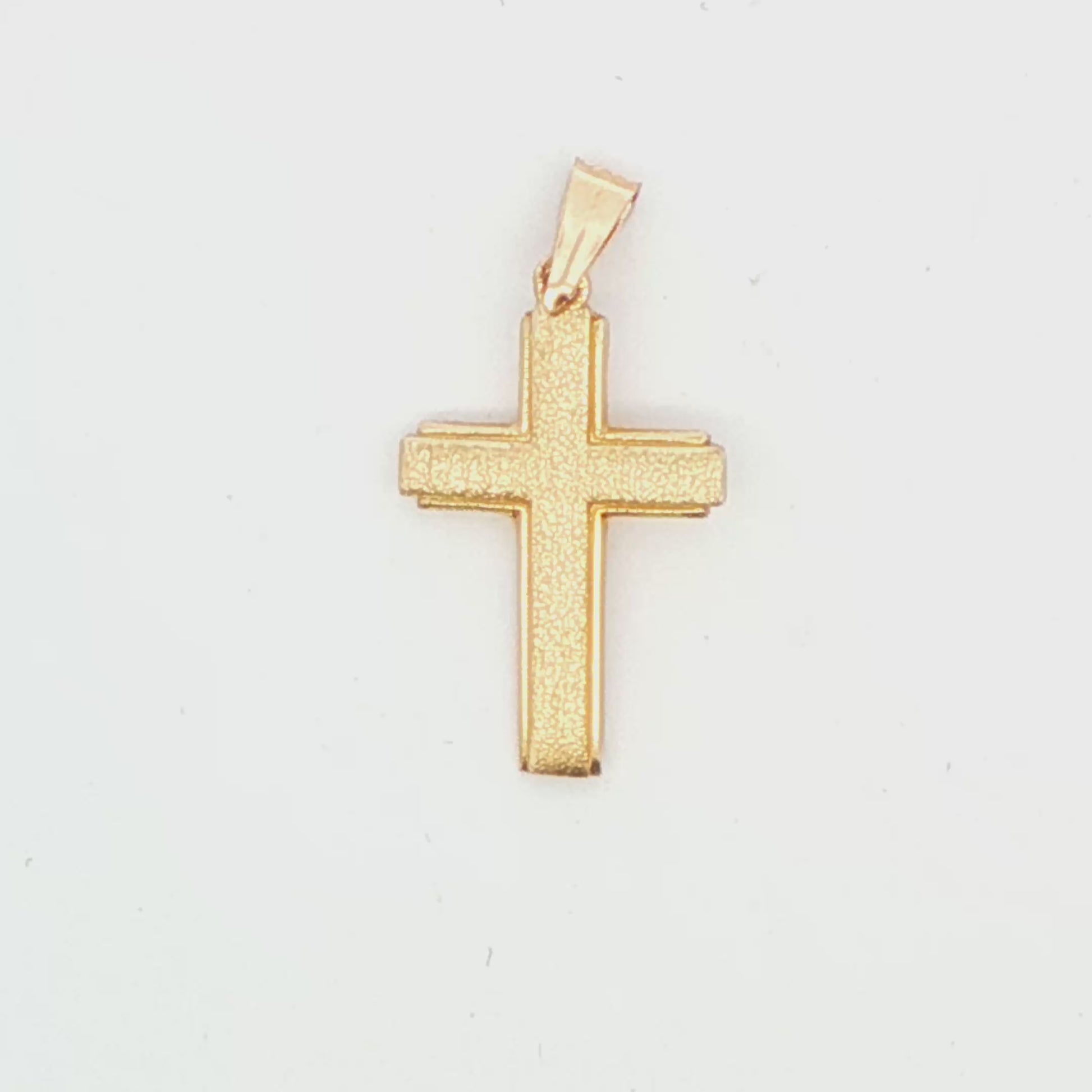 14K YG SOLID BRUSHED CROSS 1.40