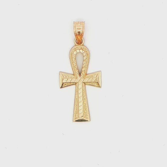 Diamond-Cut Ankh Pendant