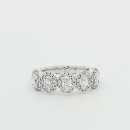 Five-Stone Oval Halo Diamond Band