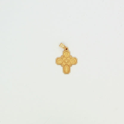 14K Yellow Gold Ornate Catholic Cross Pendant
