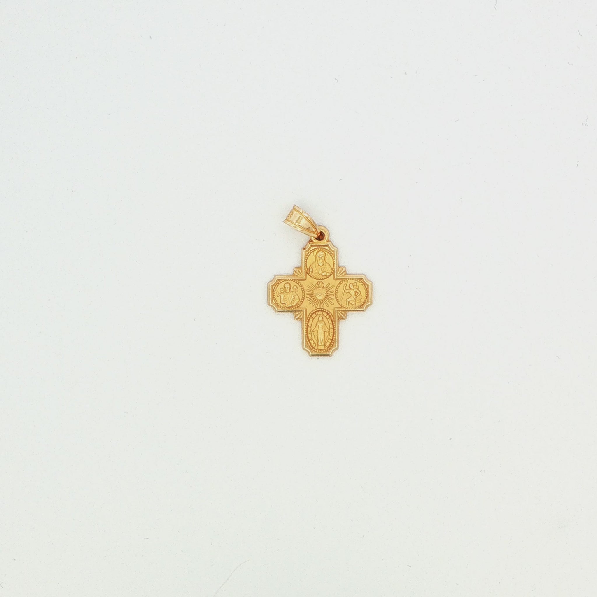14K Yellow Gold Ornate Catholic Cross Pendant