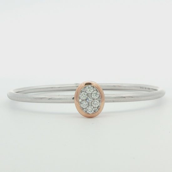 Oval Frame Diamond Bangle Bracelet