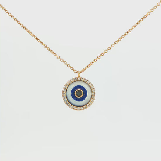 14K YG DIA AND BLUE ENAL EVILEYE PEN AT .14CTTW