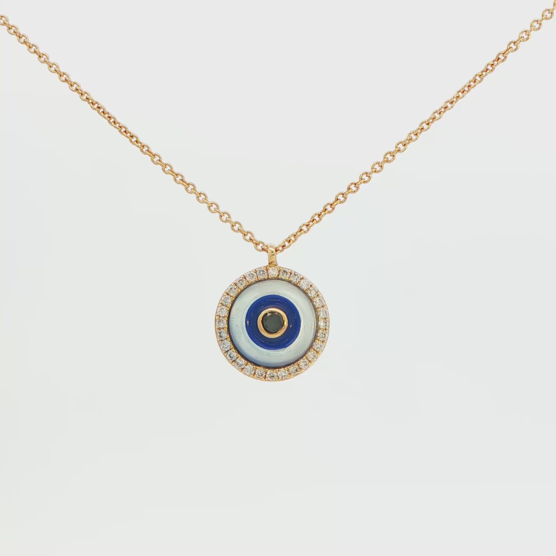 14K YG DIA AND BLUE ENAL EVILEYE PEN AT .14CTTW