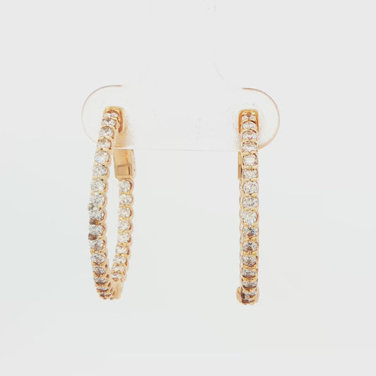 LG:14K YG 1CTTW LAB GROWN HOOPS 2