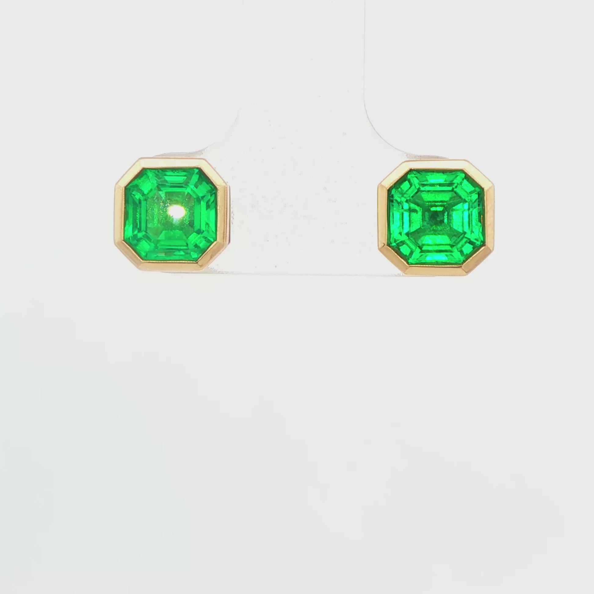 LG: 14K YG LAB CREATED  EMERALD STUD EARR AT 2CTTW 2
