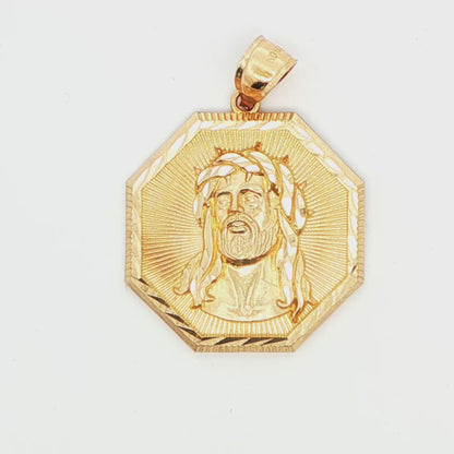 14K YG JESUS IN OCTAGON PENDANT 5.5G