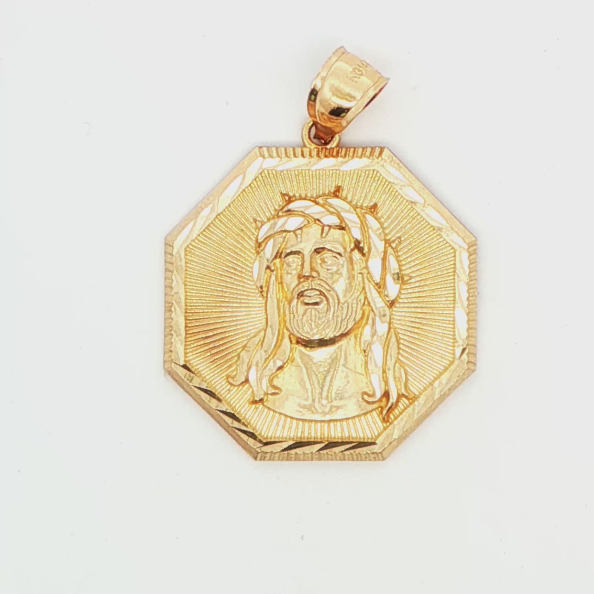 14K YG JESUS IN OCTAGON PENDANT 5.5G