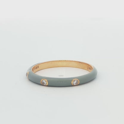 18K Gold Grey Enamel Diamond Band