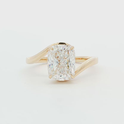 14K YG LG 2.59CT Cushion Cut Brilliant Engagement Ring