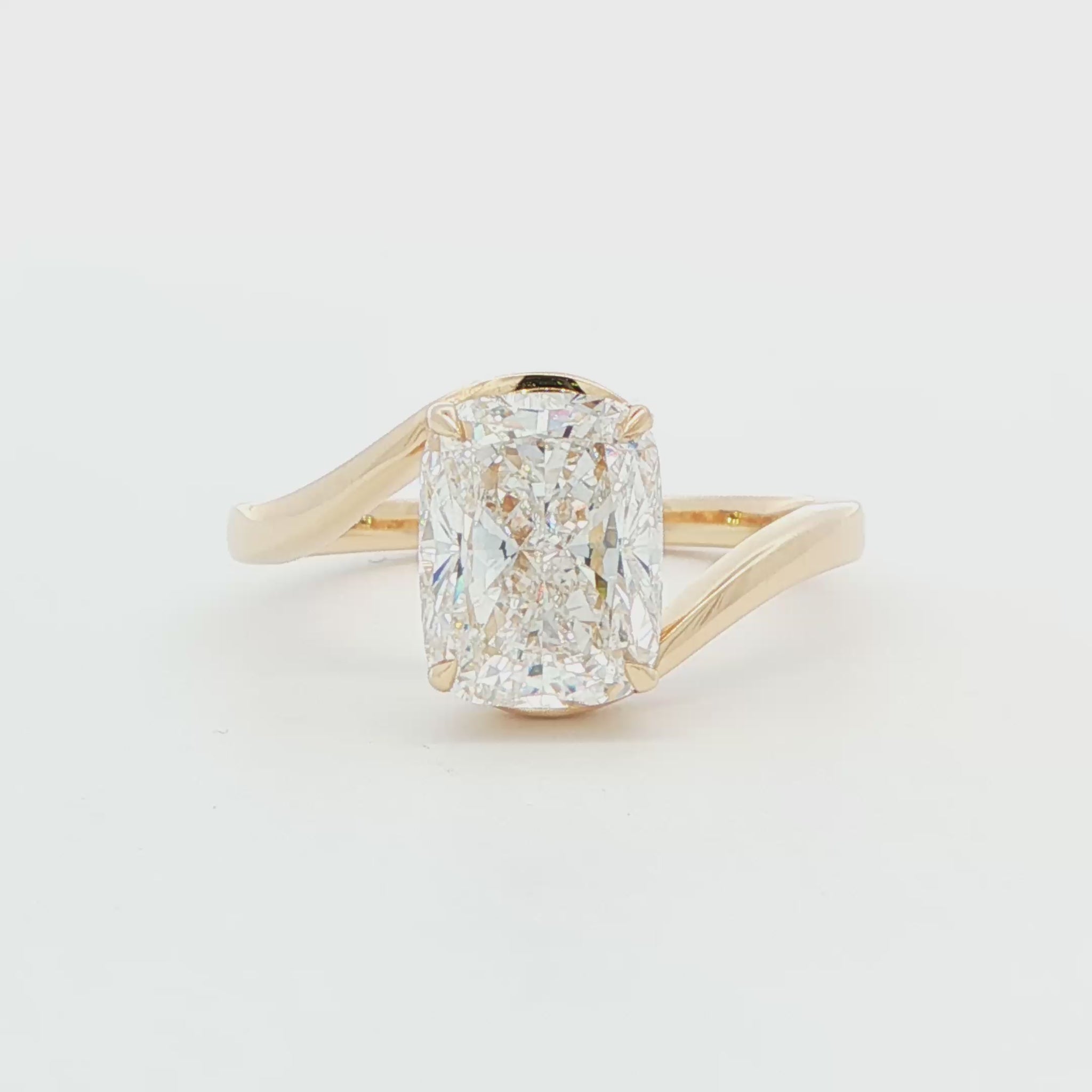 14K YG LG 2.59CT Cushion Cut Brilliant Engagement Ring