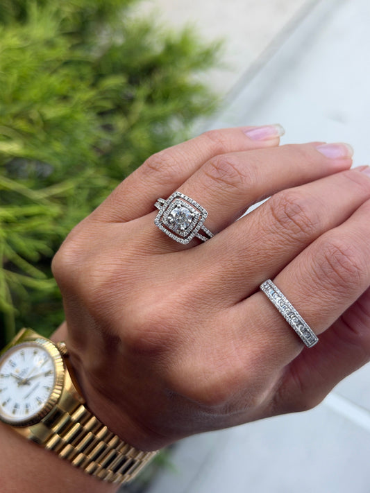 1.19 CTW Round Diamond Double Halo Engagement Ring