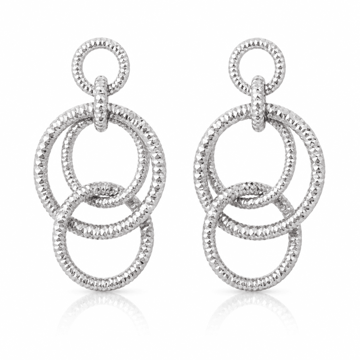 Silver Sparkle-Cut Dangle Earrings