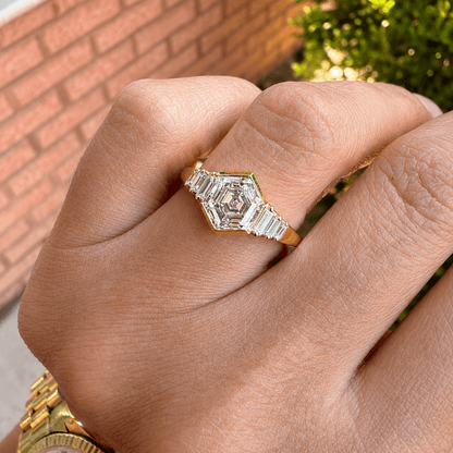 2.31 CTW Hexagon Lab-Grown Diamond Engagement Ring